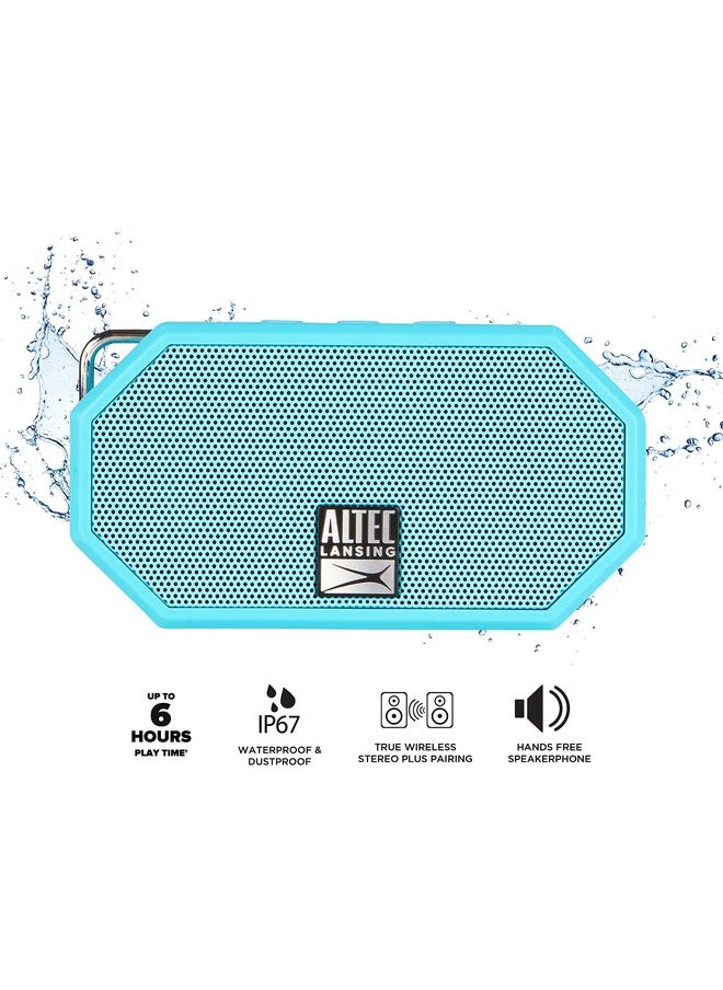 Altec Lansing - Mini H2O Waterproof Bluetooth Speaker, Ip67 Certified & Floats In Water, Compact & Portable Speaker For Hiking, Camping, Pool, And Beach,Aqua - Image 1