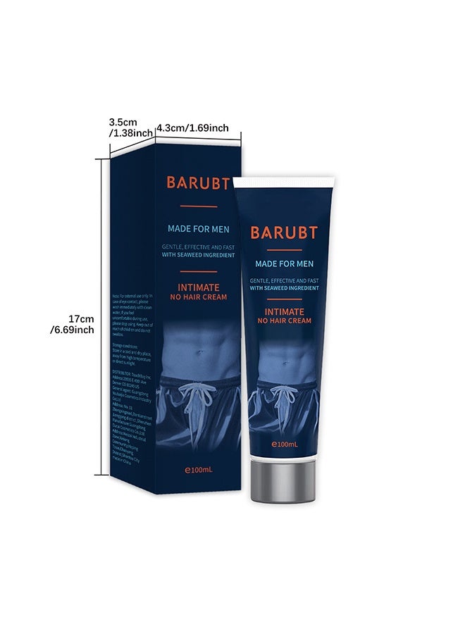 BARUBT Hair Removal Cream for Men, Painless Depilatory Cream for Private Areas, Extra Gentle and Moisturizing Formula, Suitable for All Skin Types, 100g - Image 4