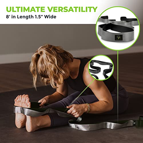 Gradient Fitness Stretching Strap for Physical Therapy, 12 Multi-Loop Stretch Strap 1.5" W x 8' L, Neoprene Handles, Physical Therapy Equipment, Yoga Straps for Stretching, Leg Stretcher, (Black/Grey) - Image 5