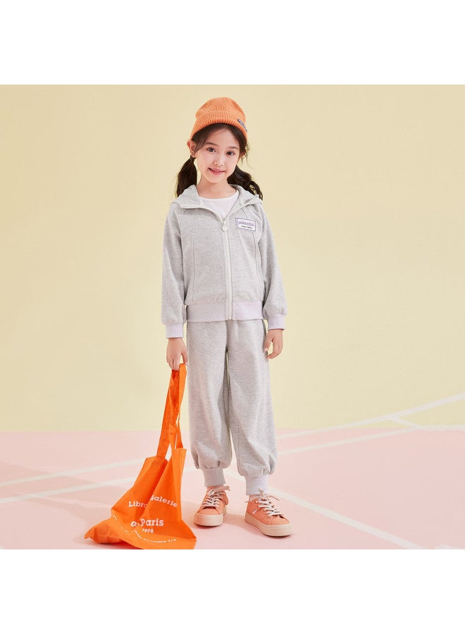 DEESHA Embroidered Logo Jacket + Tapered Pants】girls' Spring And Autumn Outfits, Large Kids' Children's Sportswear Two-piece Set - Image 2