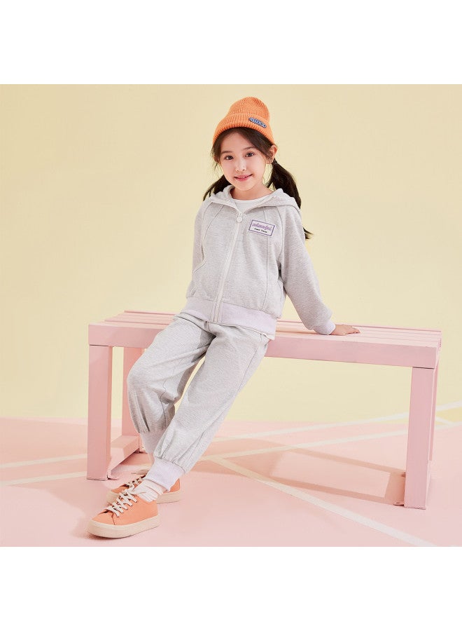 DEESHA Embroidered Logo Jacket + Tapered Pants】girls' Spring And Autumn Outfits, Large Kids' Children's Sportswear Two-piece Set - Image 4