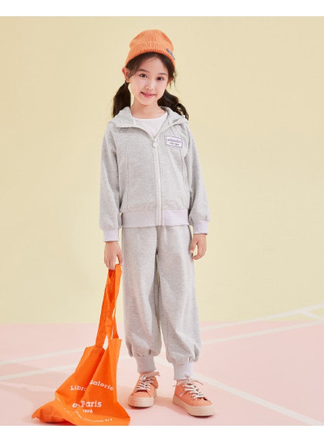 DEESHA Embroidered Logo Jacket + Tapered Pants】girls' Spring And Autumn Outfits, Large Kids' Children's Sportswear Two-piece Set - Image 1