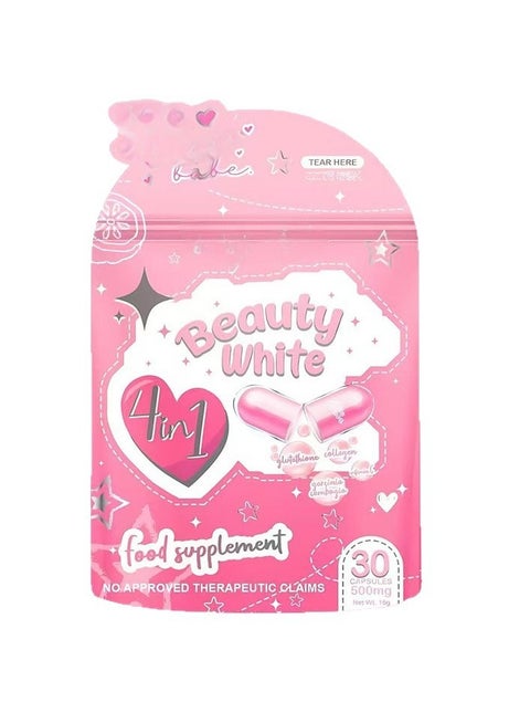 Beauty White 4 In 1 Glutathione Food Supplement 30 Capsules