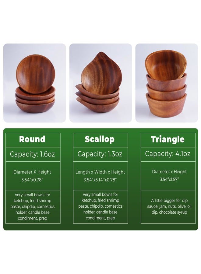 VieWood Mini Wooden Bowl Set of 4 (3.54" Diameter x 0.78" Height) for Condiments, Dip Sauce, Ketchup, Small Wood Bowl for Jam, little Prep, Olive (Round) - Image 4