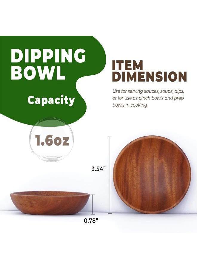 VieWood Mini Wooden Bowl Set of 4 (3.54" Diameter x 0.78" Height) for Condiments, Dip Sauce, Ketchup, Small Wood Bowl for Jam, little Prep, Olive (Round) - Image 3