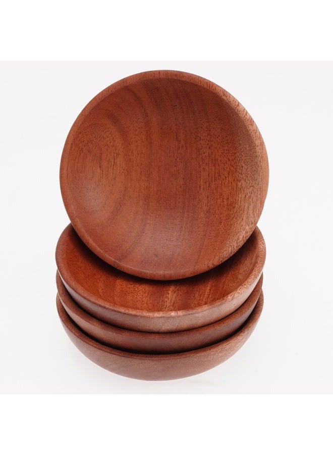 VieWood Mini Wooden Bowl Set of 4 (3.54" Diameter x 0.78" Height) for Condiments, Dip Sauce, Ketchup, Small Wood Bowl for Jam, little Prep, Olive (Round) - Image 1