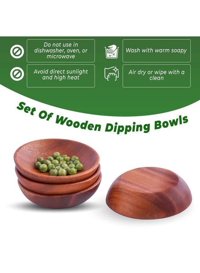 VieWood Mini Wooden Bowl Set of 4 (3.54" Diameter x 0.78" Height) for Condiments, Dip Sauce, Ketchup, Small Wood Bowl for Jam, little Prep, Olive (Round) - Image 5