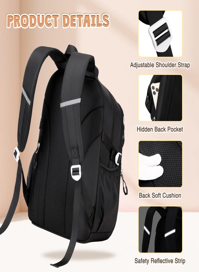 DIGOBAY 3PCS Girls Backpack for School, Kids Backpack for Girls with Lunch Box Pencil Case Set for Teen Girls Elementary Primary Middle High College School Bookbag with Cute Pins (Black) - Image 5