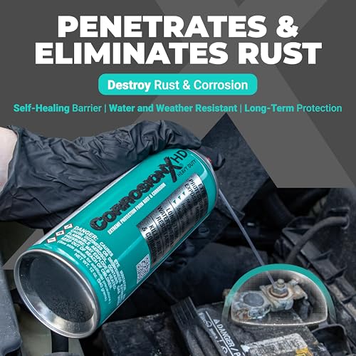 CorrosionX رذاذ مضاد للصدأ من كوروزن إكس للاستخدام الثقيل، 12 أونصة، مثبط تآكل ذاتي الشفاء بدون تسرب مع حاجز مقاوم للماء لمعدات البحرية والزراعية والصناعية في بيئات قاسية ومائية مالحة - Image 2