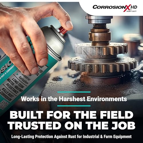 CorrosionX رذاذ مضاد للصدأ من كوروزن إكس للاستخدام الثقيل، 12 أونصة، مثبط تآكل ذاتي الشفاء بدون تسرب مع حاجز مقاوم للماء لمعدات البحرية والزراعية والصناعية في بيئات قاسية ومائية مالحة - Image 4