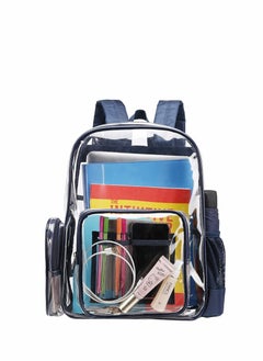 SYOSI Transparent Backpack, Heavy-Duty PVC Transparent Bag, With Laptop Compartment, Waterproof Transparent Backpack, Suitable For School, Work, Safety (Dark Blue)  - Image 2
