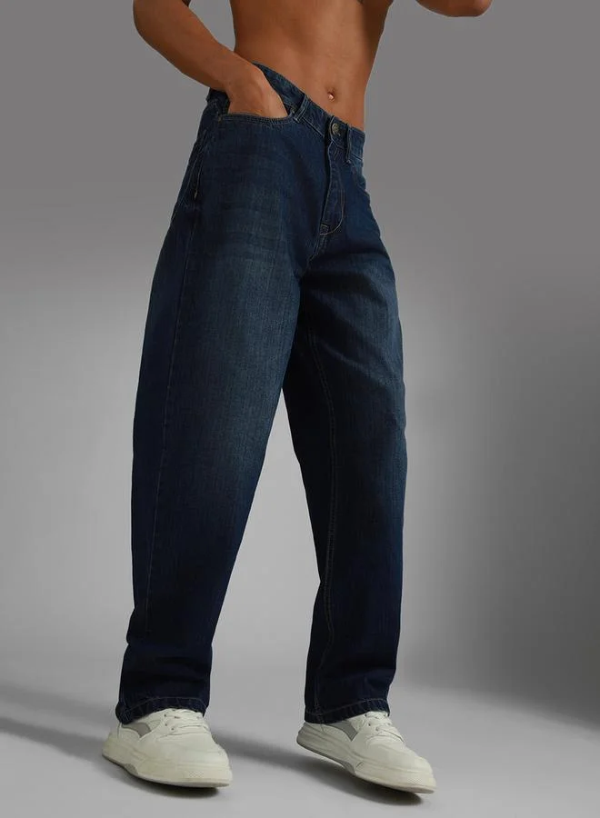 HIGH STAR Mid Rise Faded Regular Fit Jeans by Styli