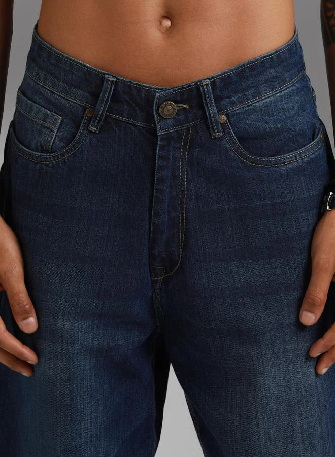 HIGH STAR Mid Rise Faded Regular Fit Jeans by Styli