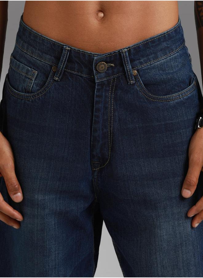 HIGH STAR - Mid Rise Faded Regular Fit Jeans by Styli - Image 1