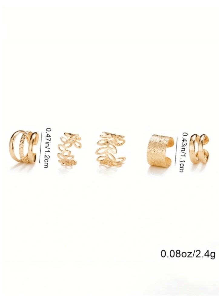 Shein 5-Piece Adjustable Clip-On Earring Set – Non-Pierced Ear Friendly – Vintage Fashion for Women & Girls - Image 4