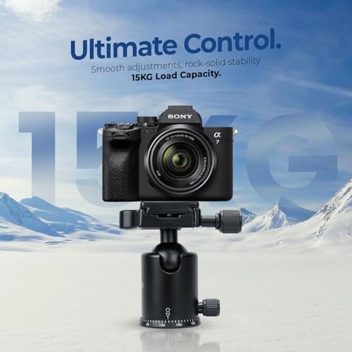 HIFFIN®Professional Metal 360 Degree Rotating Panoramic Ball Head with 1/4 inch Quick Release Plate and Bubble Level,up to 17.6pounds/8kilograms,for Tripod,Monopod,Slider,DSLR Camera,Camcorder - Image 2