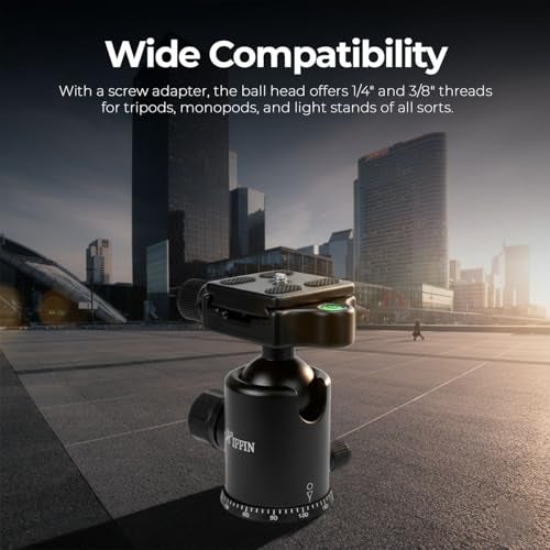 HIFFIN®Professional Metal 360 Degree Rotating Panoramic Ball Head with 1/4 inch Quick Release Plate and Bubble Level,up to 17.6pounds/8kilograms,for Tripod,Monopod,Slider,DSLR Camera,Camcorder - Image 4