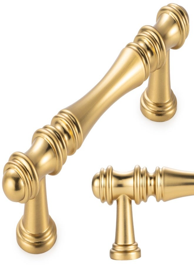 KOOFIZO 10 Pack 3 Inch Brushed Gold Kitchen Cabinet Handles Gold Cabinet Pulls Cabinet Hardware P30 for Cabinets Drawer Dresser Cupboard Bedroom Bathroom - Image 1