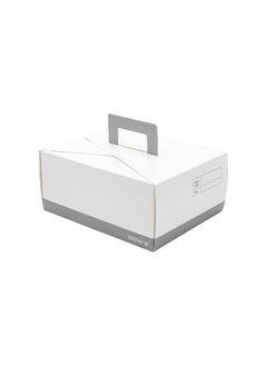 Restaurantware Restaurantware-Cater Tek 9 x 7 x 3 Inch Food Boxes, 100 Grease-Resistant Take Out Food Containers - With Handle, Recyclable, White and Gray Paper To Go Containers, For Meals, Snacks, Or Baked Goods  - Image 1