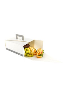 Restaurantware Restaurantware-Cater Tek 9 x 7 x 3 Inch Food Boxes, 100 Grease-Resistant Take Out Food Containers - With Handle, Recyclable, White and Gray Paper To Go Containers, For Meals, Snacks, Or Baked Goods  - Image 2
