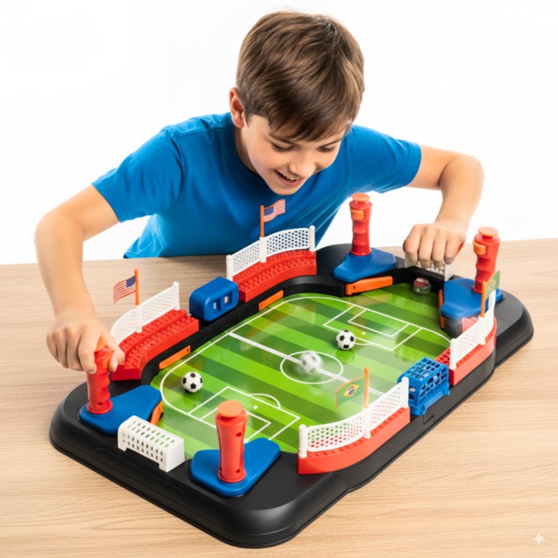 TOMLEON Soccer Toy for Kids Table Top Foosball Game for 3 4 5 6 7 812 Year Old Kids Interactive Soccer Gift Mini Football Table Game with Goal Bell Score Counter 6 Balls Easy Setup Gift - Image 2