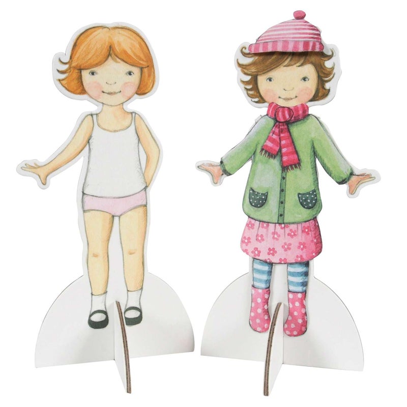 Tiger Tribe: Paper Dolls Kit - Vintage - Design & Dress 2 Paper Dolls, Includes Clothes You Color in, Colored Clothes, Stickers & Colored Pencils - Image 3