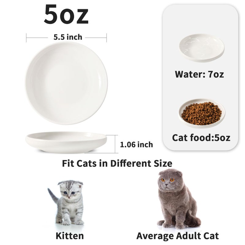 Howise 3 PCS Ceramic Cat Bowls, 5.5 in Pet Bowl Cat Dishes for Food and Water, Small Dog Dish(White) - Image 2