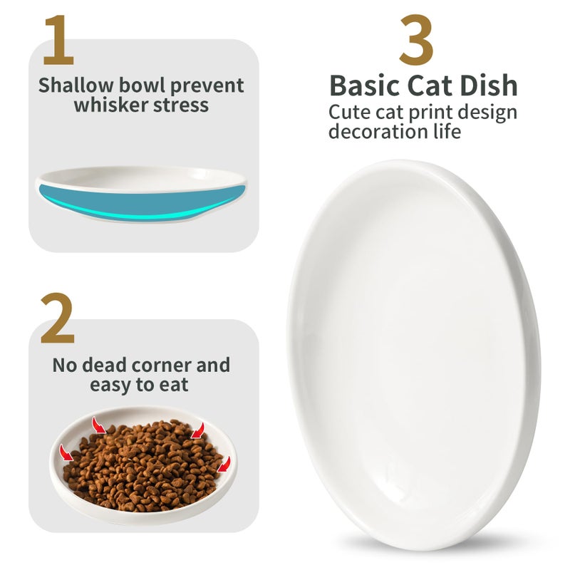 Howise 3 PCS Ceramic Cat Bowls, 5.5 in Pet Bowl Cat Dishes for Food and Water, Small Dog Dish(White) - Image 4