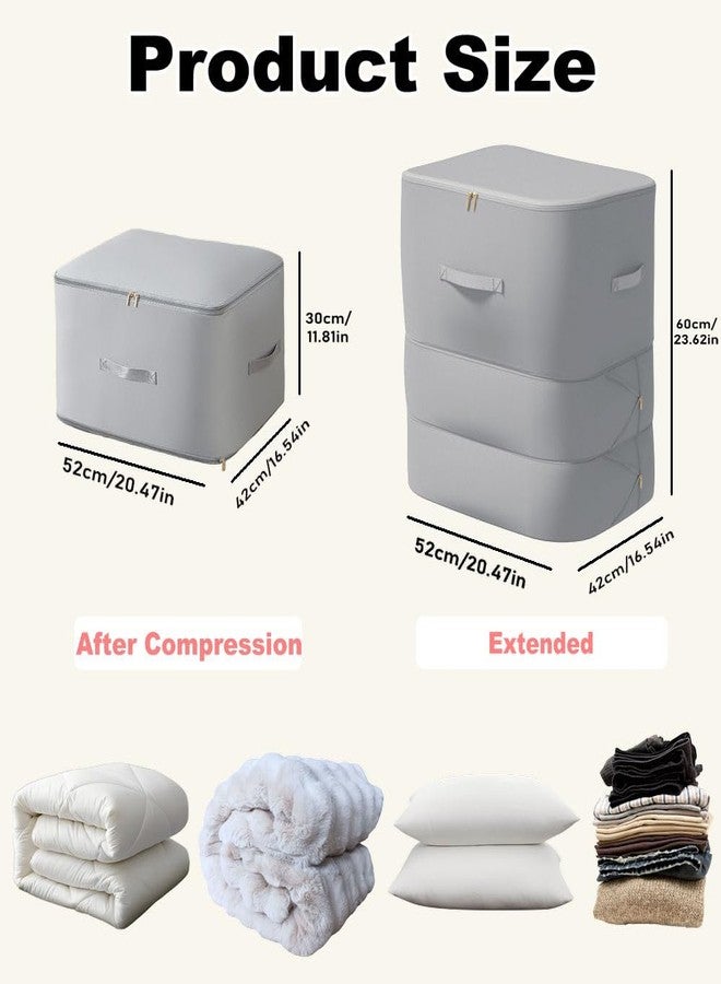 JUPITER WARRIOR Ultra Space Saving Self Compression Organizer, 2025 New 3-Layer Zipper Large Capacity Storage Bag, Thick Satin Fabric Heavy Duty Bags for Comforters Blankets Bedding Duvet (Gray, X-Large, 2PCS) - Image 3