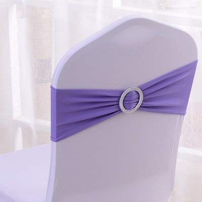 SheYang 50PCS Spandex Chair Sashes Bows Elastic Chair Bands with Buckle Slider Sashes Bows for Wedding Decorations (50PCS, Lavender) - Image 5