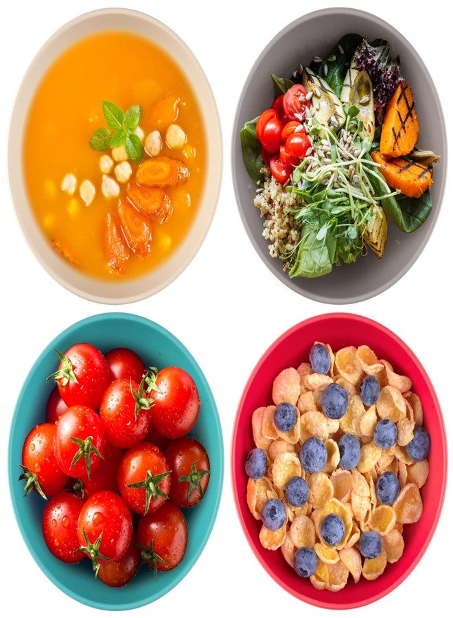 GET FRESH Bamboo Bowls 4 Pack, Bamboo Fiber Dinnerware Set, Non-toxic Bamboo Dinnerware Multiple Colors, Bamboo Fiber Bowls for Healthy Dining - Image 2