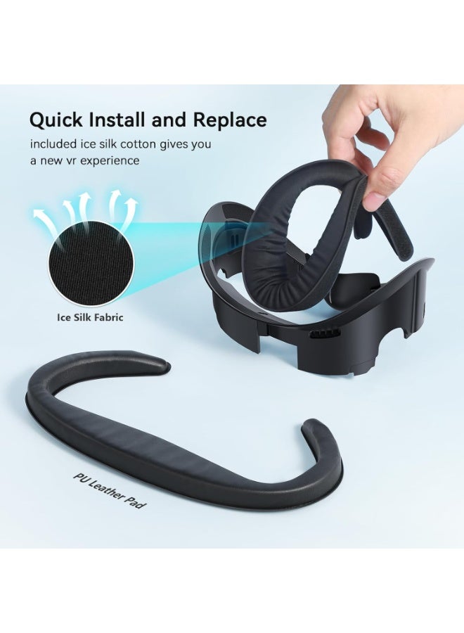 AMVR Face Cover Pad Facial Interface Compatible with Meta/Oculus Quest 3 Accessories, with Soft PU Face Cushion Pad Replacement for Quest 3 and Breathable Ice Silk Cotton - Image 5