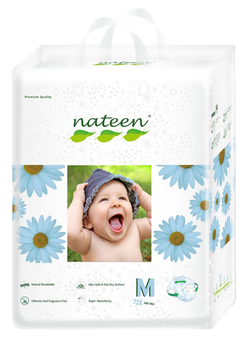 nateen Nateen Premium Care Baby Diaper,Size 3 (4-9kg),Medium,72 Count Diapers,Super Absorbent,,Breathable Baby Diapers.  - Image 1