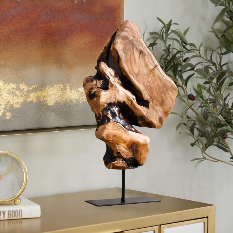 WELLAND Irregular Cedar Wood Sculpture 8.75" W x 1.75" D x 17.75" H Natural Edge Tabletop Statues, Handmade Ornaments, DÃ©cor for Living Room, Home Office, Bedroom, - Image 1