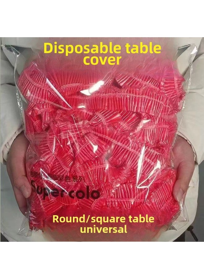 Round Thickened Rectangular Disposable Elastomic Belt Belted Transparent Tablecloth Disposable Disposable Tablecloth Special Household-Color:Classic White (160cm) Enlarged And Thickened-Specifications:Universal Round Square Table: One Large Pack  - Image 3