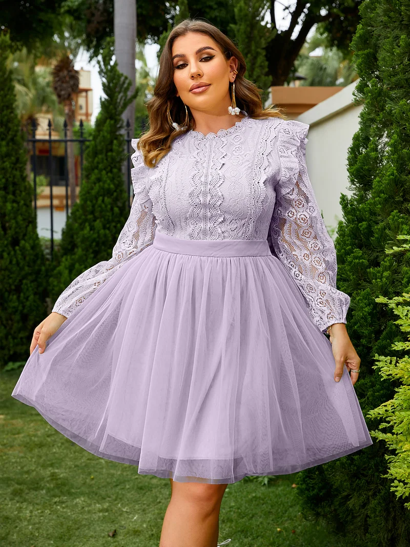 Simplee V Neck Puff Long Sleeve Waist Cinched Mini Dress, A Line Flared Skirt, Sweet Daily Short Dress