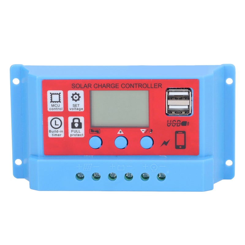 12V/24V Solar Panel Charge Controller 3 Stage PWM Photovoltaic Charger Controller LCD Display10A - Image 1