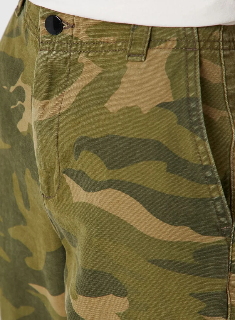 TOPSHOP Camo Print Drawstring Cargo Pants