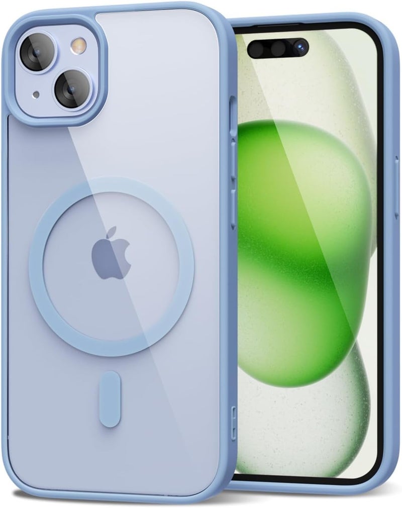 DIZORO iPhone 15 Plus Case, Compatible with MagSafe, Non-Yellow Military-Grade Drop Protection & Hard PC Back Cover Slim Transparent Anti-Scratch Shockproof Phone Case (Official Blue.) - Image 1