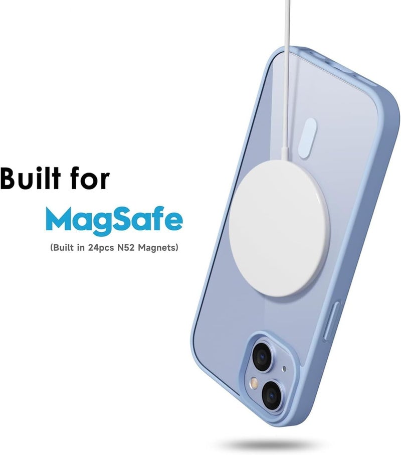 DIZORO iPhone 15 Plus Case, Compatible with MagSafe, Non-Yellow Military-Grade Drop Protection & Hard PC Back Cover Slim Transparent Anti-Scratch Shockproof Phone Case (Official Blue.) - Image 3