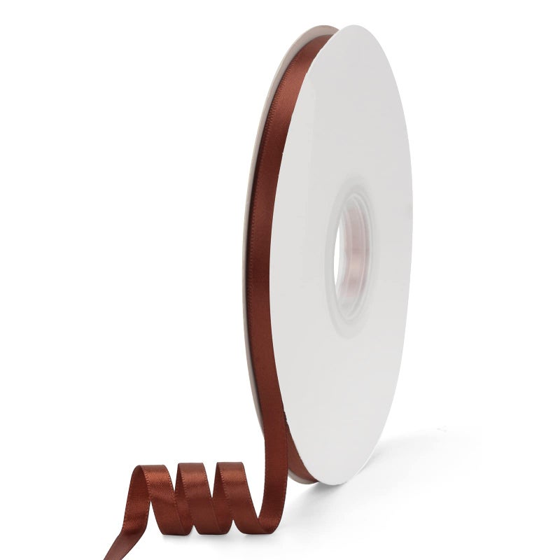 Ewaymado Solid Color Brown Double Faced Satin Ribbon 14 X 50 Yards Fabric Ribbons Perfect for Wedding and Party DecorationGift Wrapping Sewing Crafts