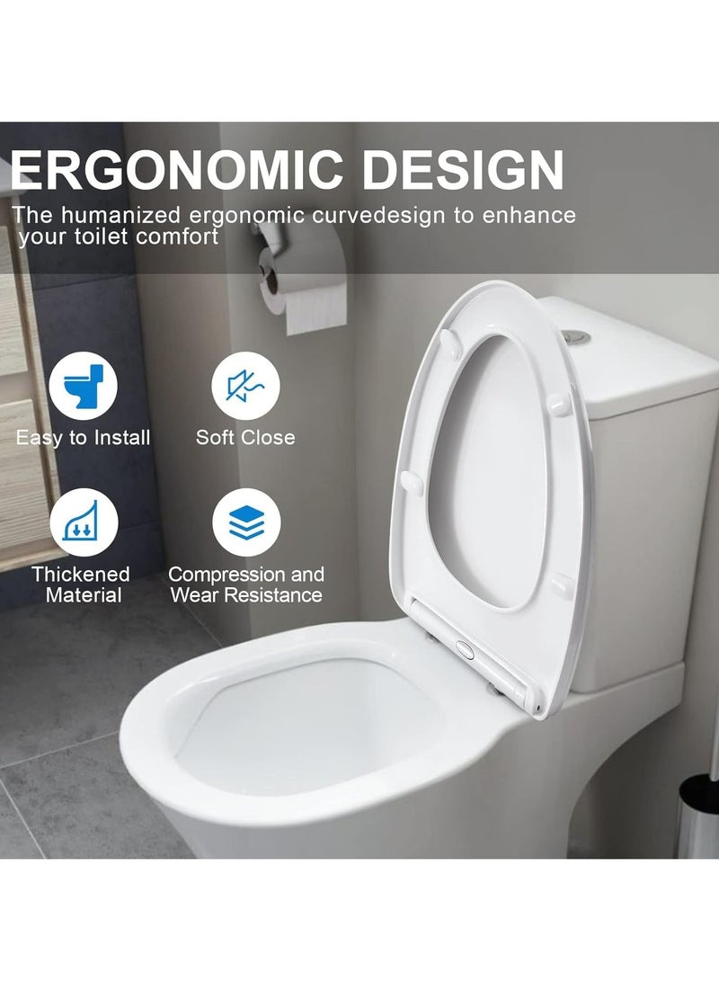 كيوومي غطاء كرسى أبيض，شكل على شكل حرف U هادئ ناعم الإغلاق غطاء المقعد، سريع إرفاق الأجهزة مقعد المرحاض، متين وقابل للإزالة لغطاء سهل التنظيف - Image 4