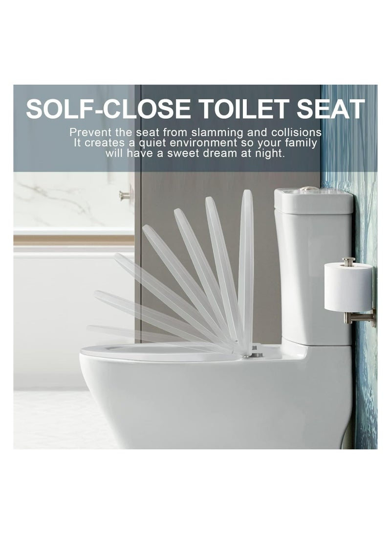 كيوومي غطاء كرسى أبيض，شكل على شكل حرف U هادئ ناعم الإغلاق غطاء المقعد، سريع إرفاق الأجهزة مقعد المرحاض، متين وقابل للإزالة لغطاء سهل التنظيف - Image 3