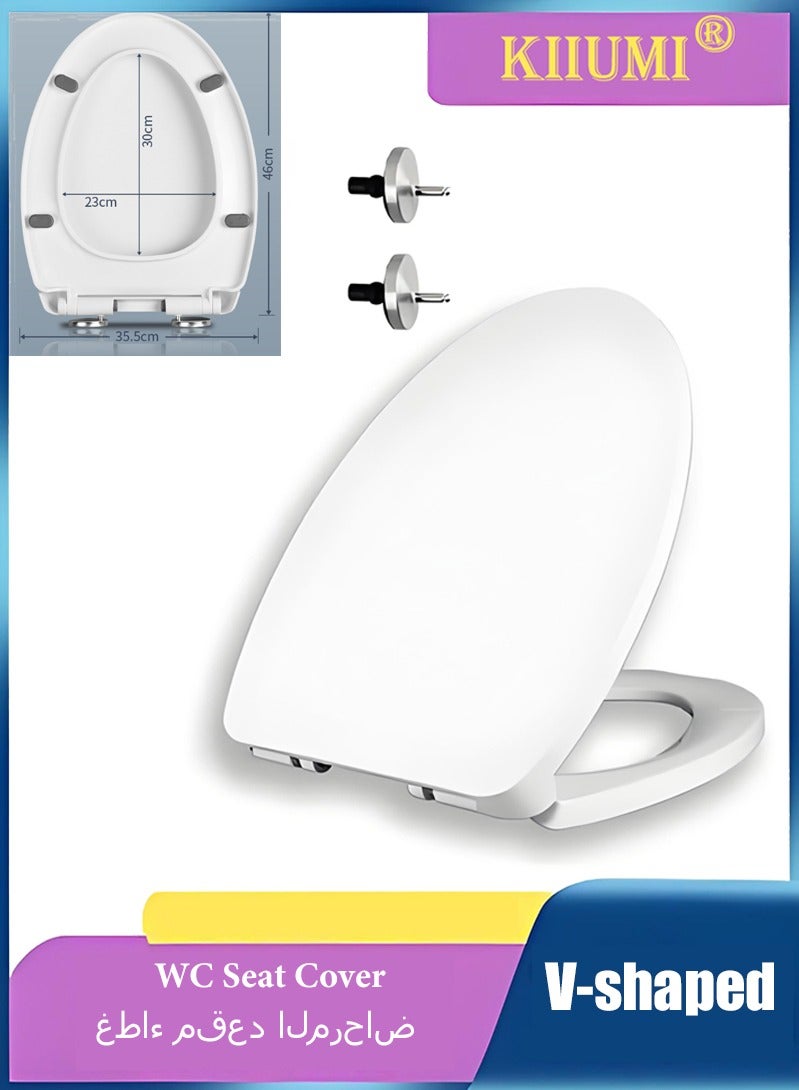 كيوومي غطاء كرسى أبيض，شكل على شكل حرف U هادئ ناعم الإغلاق غطاء المقعد، سريع إرفاق الأجهزة مقعد المرحاض، متين وقابل للإزالة لغطاء سهل التنظيف - Image 1