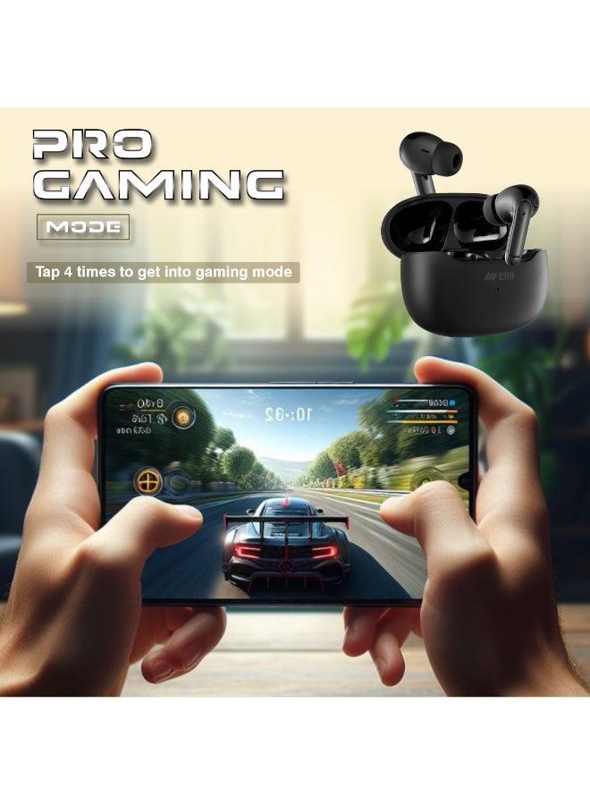 ERD سماعات أذن لاسلكية ERD - أسود جت | صوت ستيريو لاسلكي حقيقي | 30 ساعة من وقت التشغيل | تحكم باللمس | تقليل الضوضاء | آيفون، سامسونج جالاكسي - Image 3