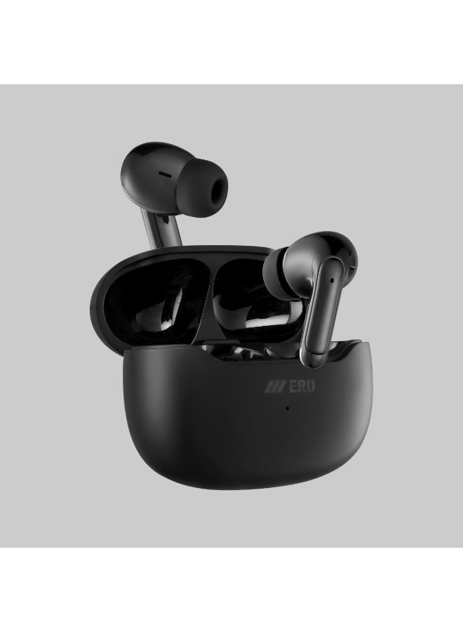 ERD سماعات أذن لاسلكية ERD - أسود جت | صوت ستيريو لاسلكي حقيقي | 30 ساعة من وقت التشغيل | تحكم باللمس | تقليل الضوضاء | آيفون، سامسونج جالاكسي - Image 2