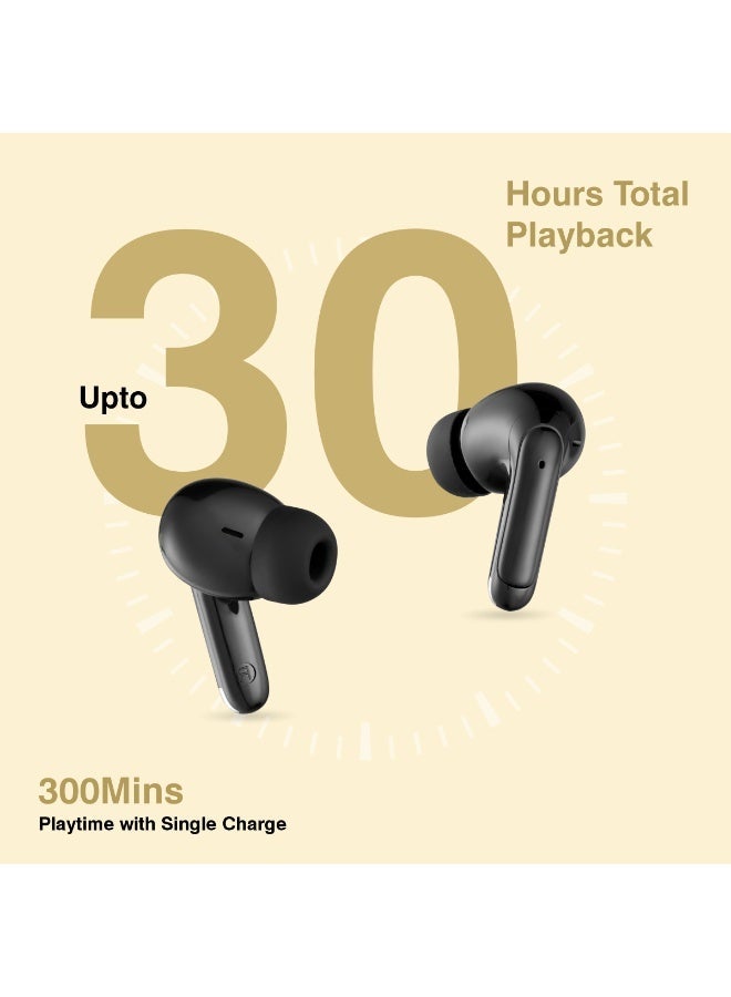 ERD Wireless Earbuds - Jet Black | True Wireless Stereo Sound | 30 Hours Playtime | Touch Controls | Noise Reduction |iPhone, Samsung Galaxy