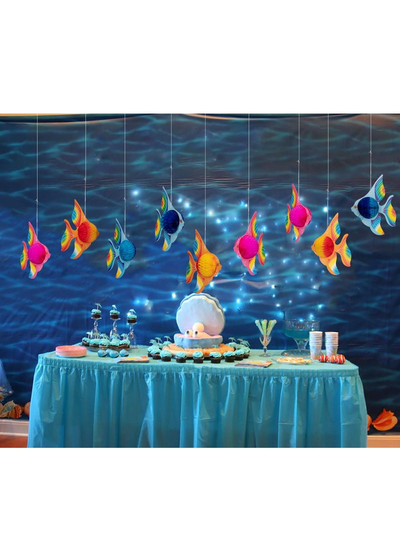 Captaintech 12PCS Tropical Fish Party Decorations Supplies, Sea Animal Honeycomb Ball Centerpiece Under The sea Mermaid Luau Hawaiian Kids Birthday Ceiling Decor  - Image 3