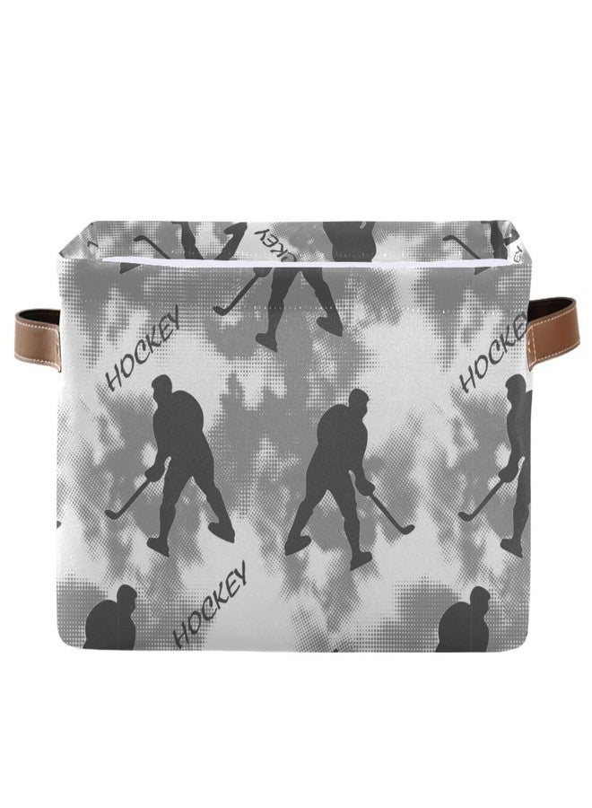 Pfrewn Storage Basket Bins Foldable Laundry Hamper Toy Hockey Player Pattern Storage Bins Box Organizer for Home Boys Girls Office Closet Shelf Nursery Baskets,1 pcs - Image 1