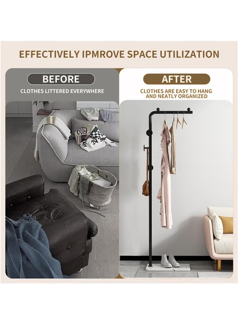 Generic Metal Coat Rack with 3 Hooks and Stable Base, Modern Coat Tree with Crossbar, L Shaped Coat Hanger Stand, Perchero De Pie, Free Standing Coat Rack for Entryway and Corner  - Image 3